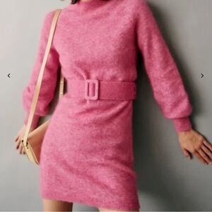 XS sezane Enola sweater dress in peony pink